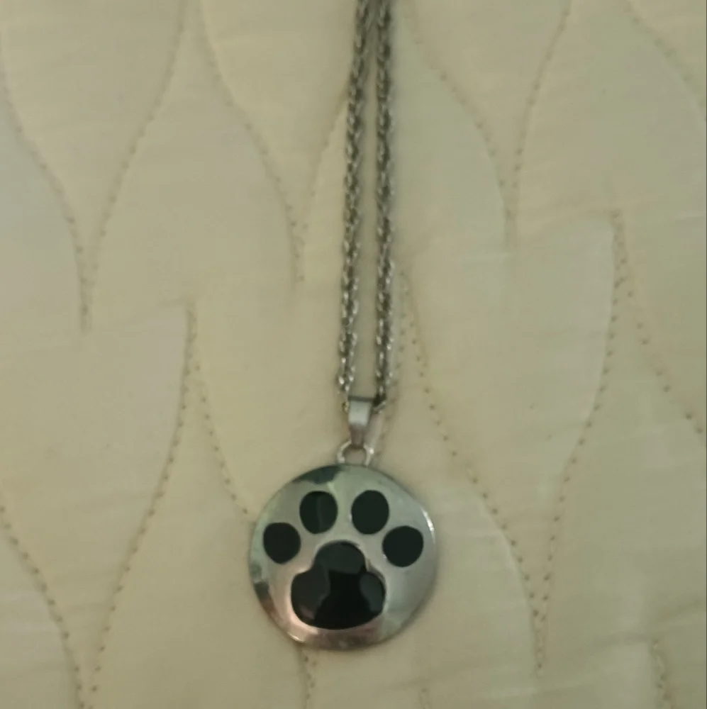 Silver Paw Print Pendant Necklace - Picture 3 of 3